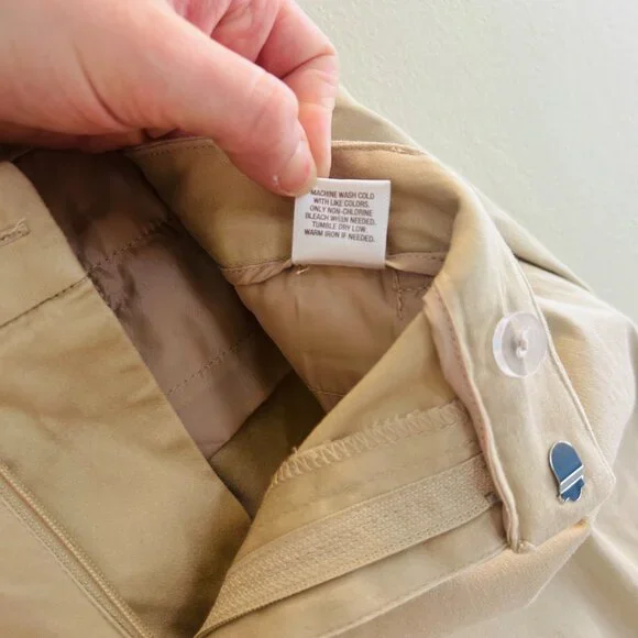 Dressbarn Roz & Ali The Smart Fit Pants Womens Size 8 Khaki Ankle Chino - Picture 9 of 10